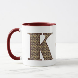 Monogram Initial K Vintage Floral Personalized Mug