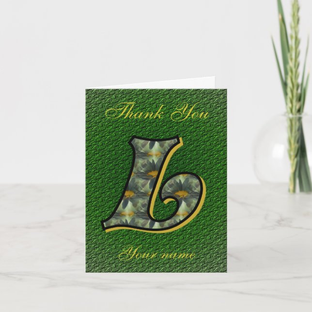 Monogram Initial L Daisies Art Personalized Thank You Card (Front)
