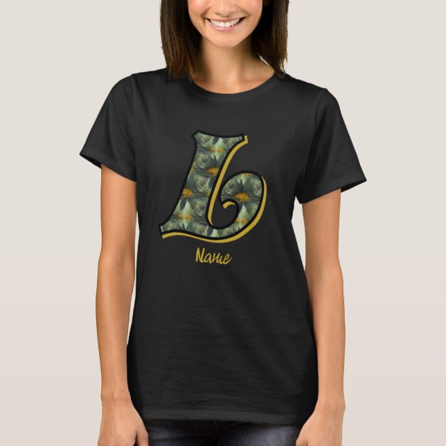 Monogram Initial L Daisy Flower Art Personalized T-Shirt (Front)