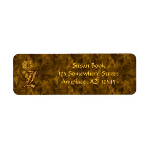 Monogram Initial L Gold Peony Return Address 