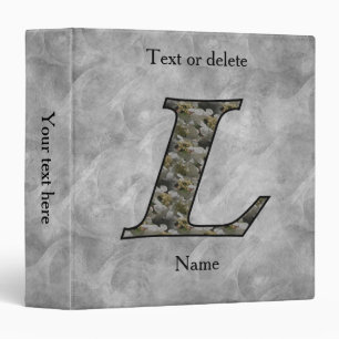 Monogram Initial L Hydrangea Flowers Personalized Binder