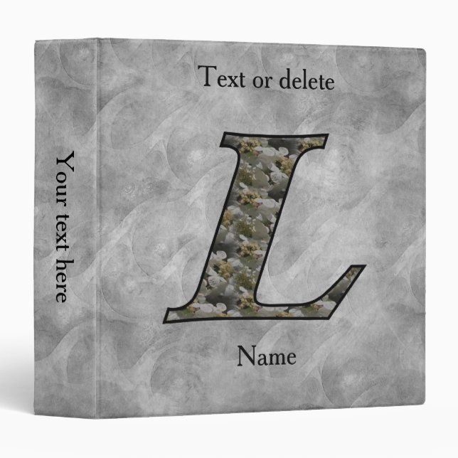 Monogram Initial L Hydrangea Flowers Personalized Binder (Front/Spine)