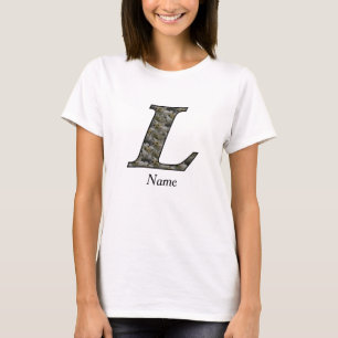 Monogram Initial L Hydrangea Flowers Personalized T-Shirt