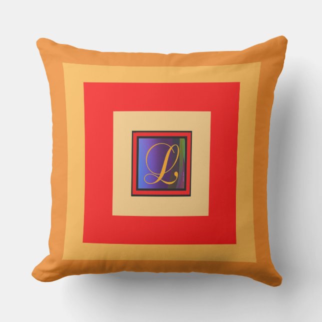 Monogram Initial L Multi  Outdoor Pillow (Front)
