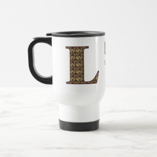 Monogram Initial L Vintage Floral Personalized Travel Mug
