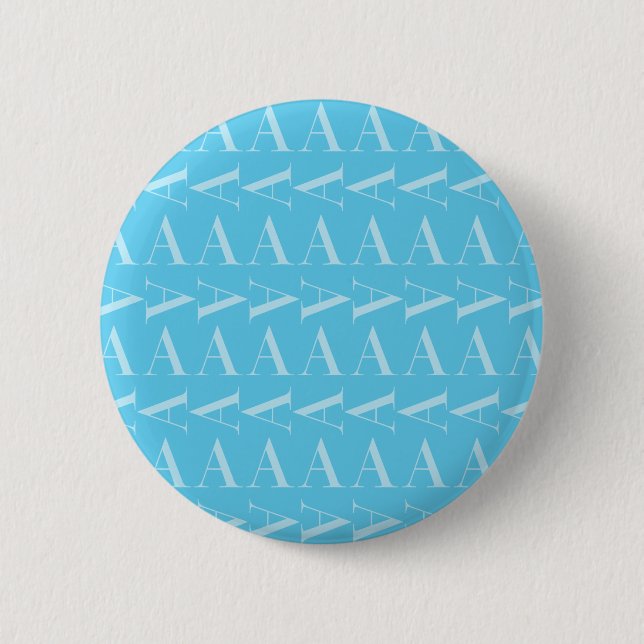 Monogram Initial Letter A, Aqua Blue 2 Inch Round Button (Front)