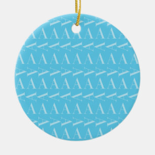 Monogram Initial Letter A, Aqua Blue Ceramic Ornament