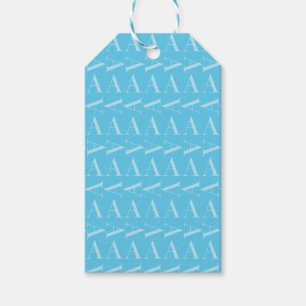 Monogram Initial Letter A, Aqua Blue Gift Tags