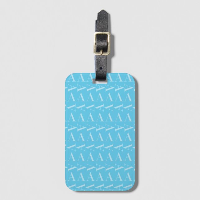 Monogram Initial Letter A, Aqua Blue Luggage Tag (Front Vertical)