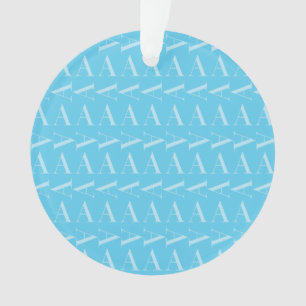 Monogram Initial Letter A, Aqua Blue Ornament