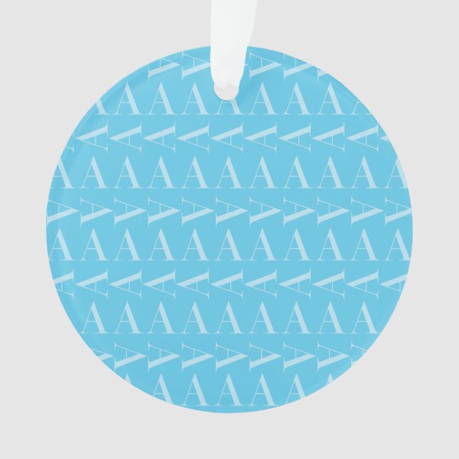 Monogram Initial Letter A, Aqua Blue Ornament (Front)