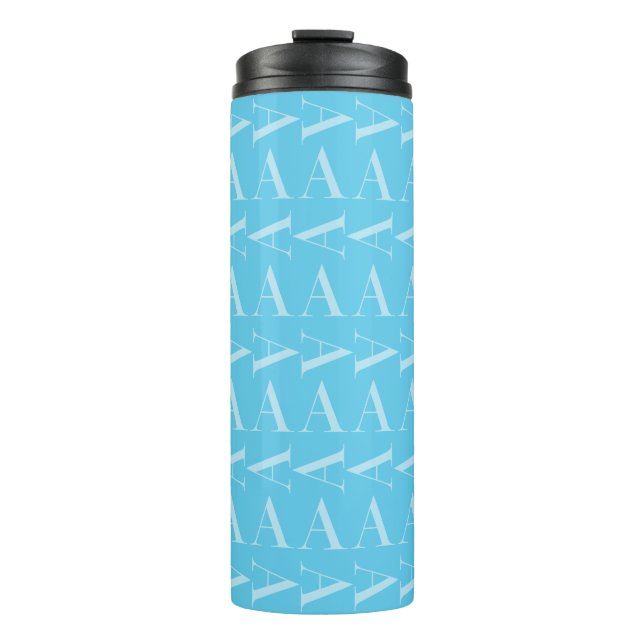 Monogram Initial Letter A, Aqua Blue Thermal Tumbler (Front)