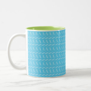 Monogram Initial Letter A, Aqua Blue Two-Tone Coffee Mug