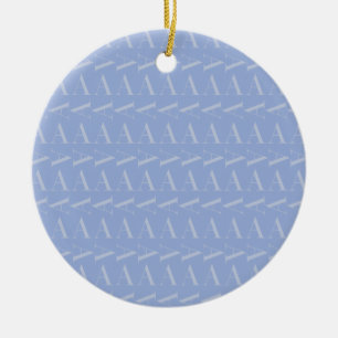 Monogram Initial Letter A, Blue Ceramic Ornament