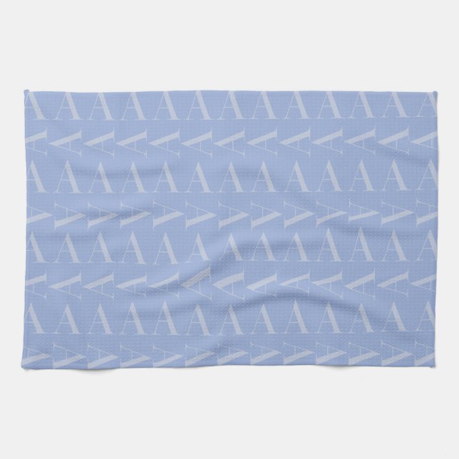Monogram Initial Letter A, Blue Kitchen Towel (Horizontal)