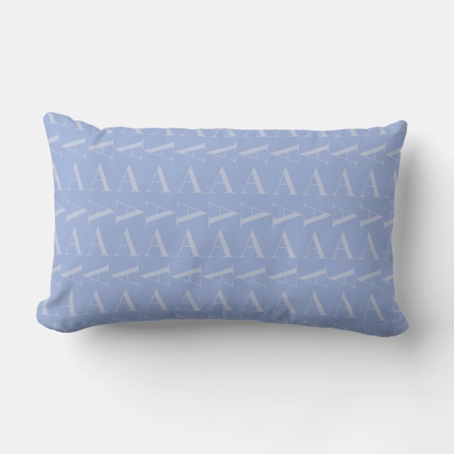 Monogram Initial Letter A, Blue Lumbar Pillow (Front)