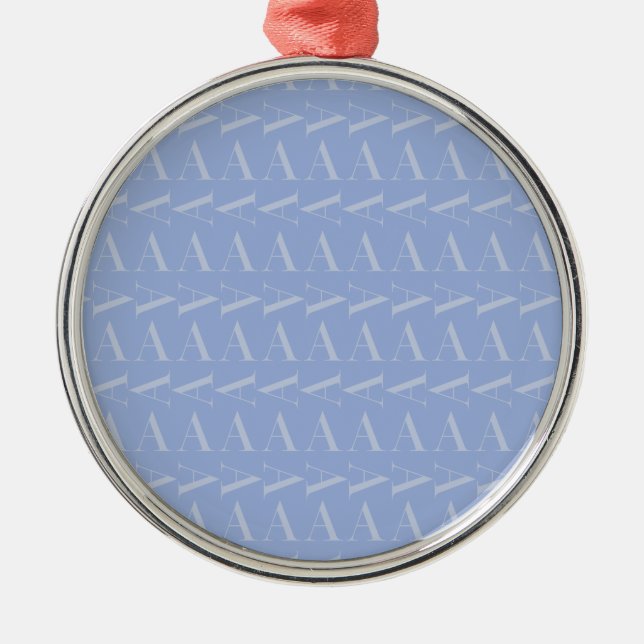 Monogram Initial Letter A, Blue Metal Ornament (Front)