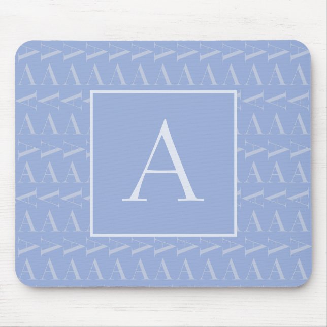 Monogram Initial Letter A, Blue Mouse Pad (Front)