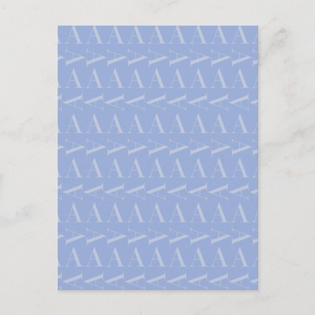 Monogram Initial Letter A, Blue Postcard (Front)