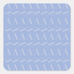 Monogram Initial Letter A, Blue Square Sticker