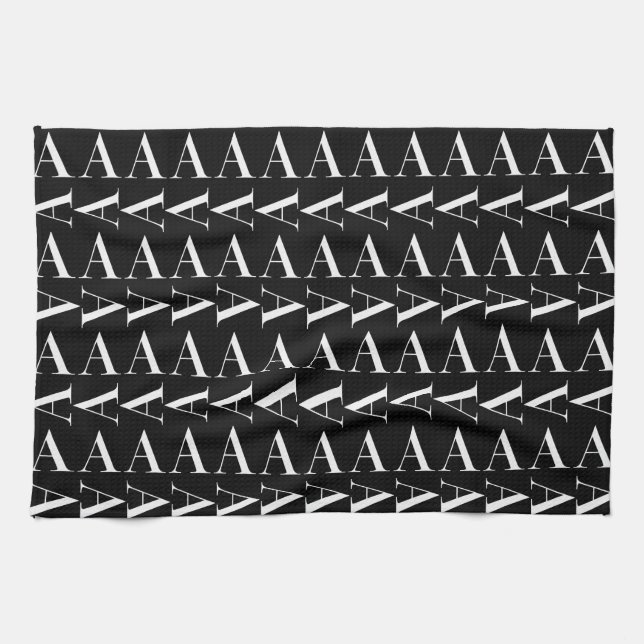 Monogram Initial Letter A, Choose Background Colou Kitchen Towel (Horizontal)