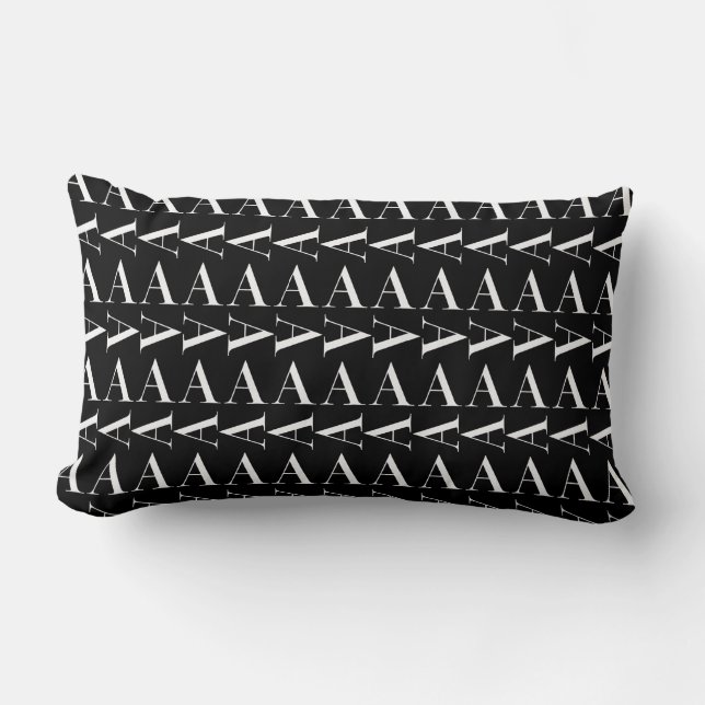 Monogram Initial Letter A, Choose Background Colou Lumbar Pillow (Front)