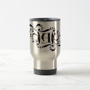 Monogram initial/letter "A" gold/black design Travel Mug