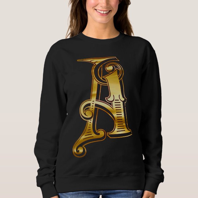Monogram Initial Letter A Gold Sweatshirt (Front)