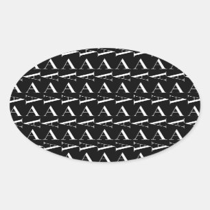 Monogram Initial Letter A Oval Sticker