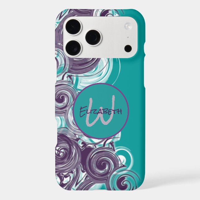 Monogram Initial Letter Abstract Spiral Waves (Back)