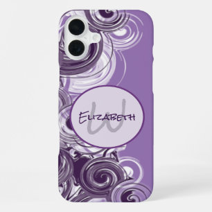 Monogram Initial Letter Abstract Swirling Waves iPhone 16 Plus Case