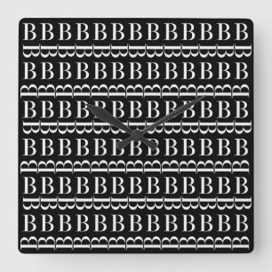 Monogram Initial Letter B, Choose Background Colou Square Wall Clock