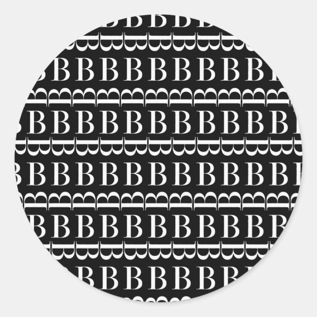 Monogram Initial Letter B Classic Round Sticker (Front)