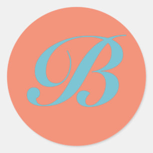 Monogram Initial Letter B Classic Round Sticker