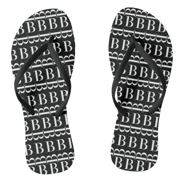 Monogram Initial Letter B Flip Flops (Footbed)