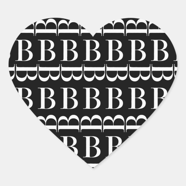 Monogram Initial Letter B Heart Sticker (Front)
