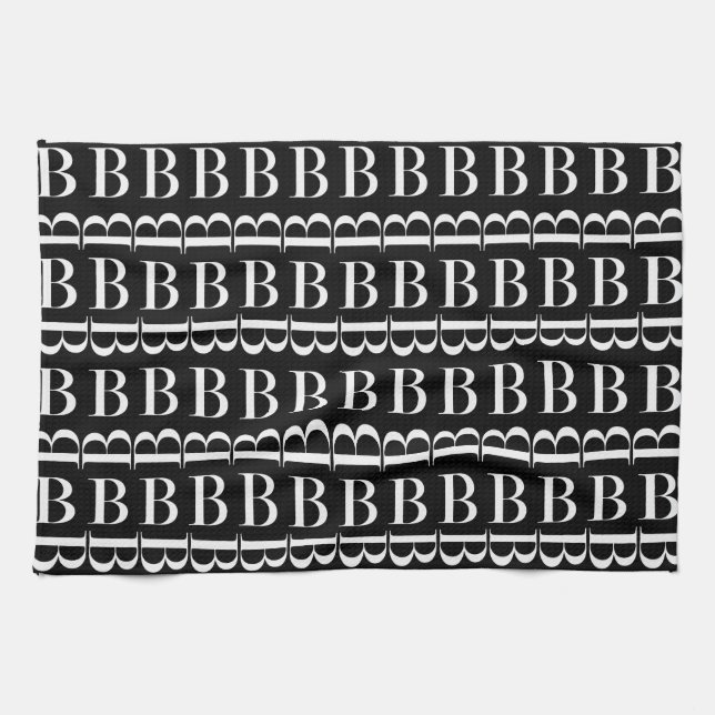 Monogram Initial Letter B Kitchen Towel (Horizontal)