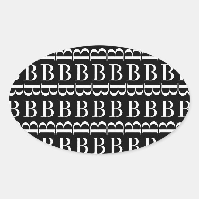 Monogram Initial Letter B Oval Sticker (Front)