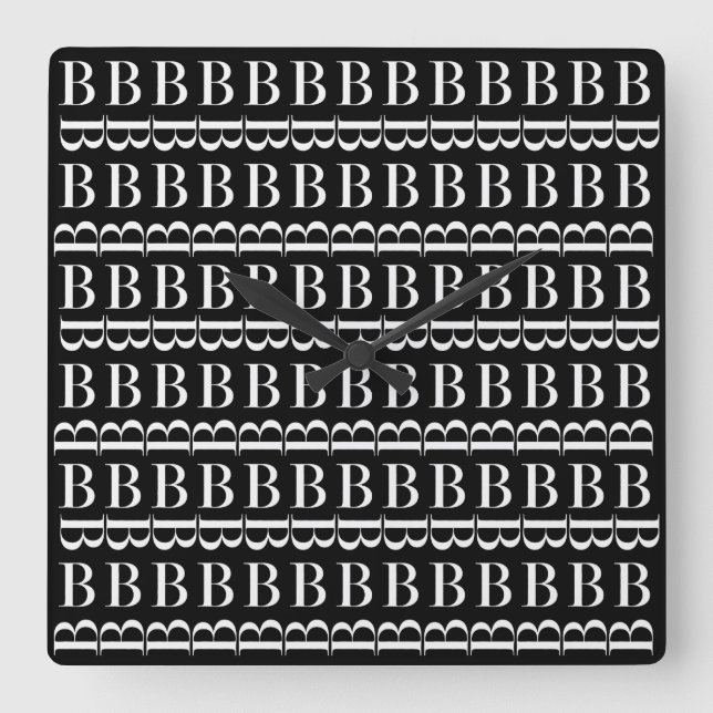 Monogram Initial Letter B Square Wall Clock (Front)