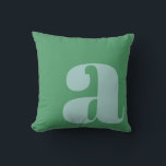 Monogram Initial Letter Bold Light Blue Green Throw Pillow<br><div class="desc">A contemporary throw pillow with bold typography in light blue and kelly green. This stylish and minimalist design is perfect for modern,  boho,  or mid-century home decor,  adding a touch of sophistication and personality to any space. Ideal for living rooms,  bedrooms,  or office settings.</div>
