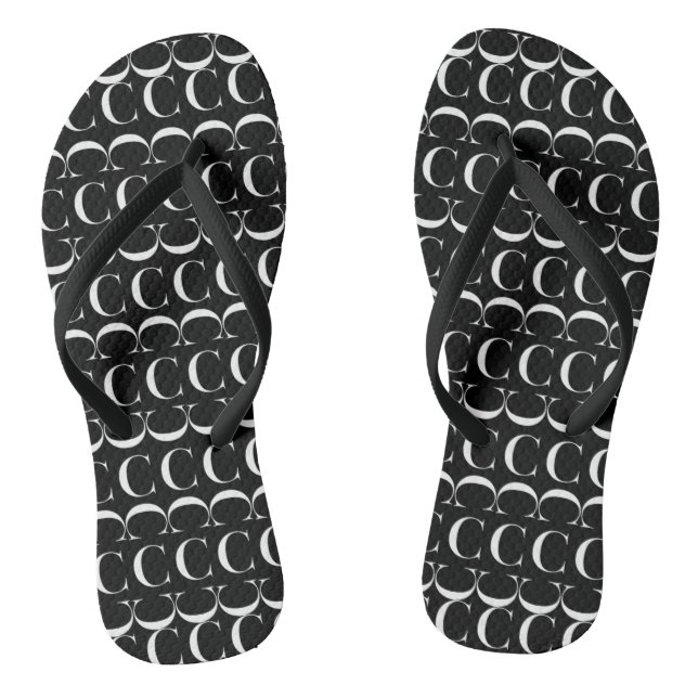 Monogram Initial Letter C Flip Flops (Footbed)