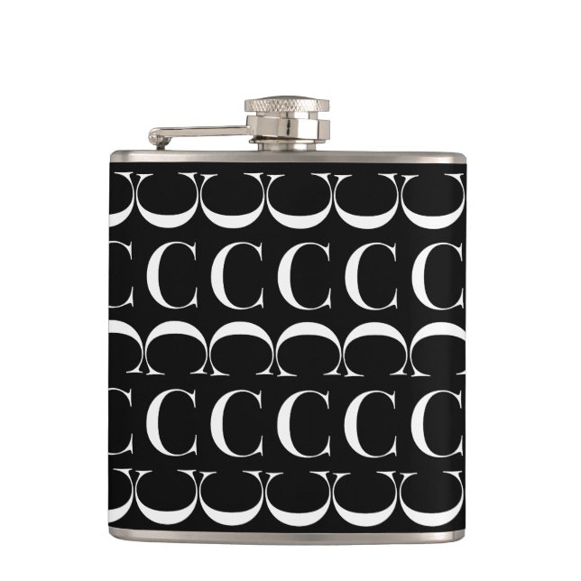 Monogram Initial Letter C Hip Flask (Front)