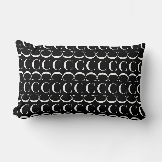 Monogram Initial Letter C Lumbar Pillow (Front)