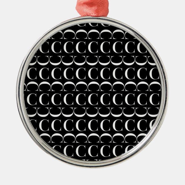 Monogram Initial Letter C Metal Ornament (Front)