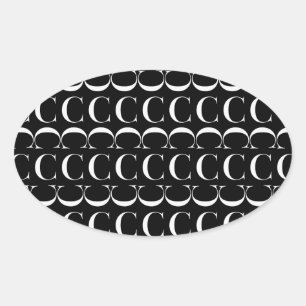Monogram Initial Letter C Oval Sticker