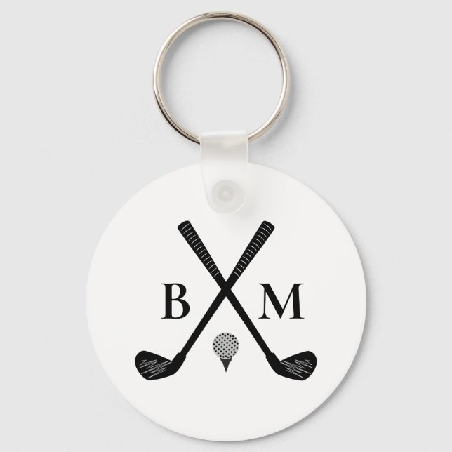 Monogram Initial Letter Create Your Own Golf Club Keychain (Front)