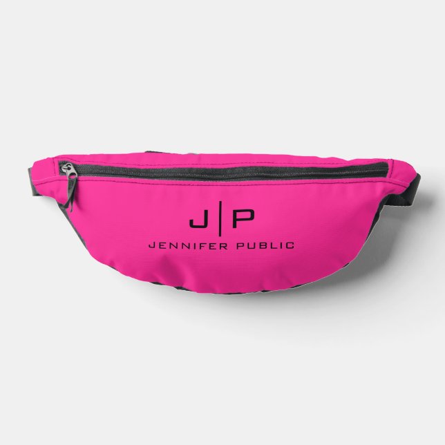 Monogram Initial Letter Custom Template Pink Fanny Pack (Lay Down)