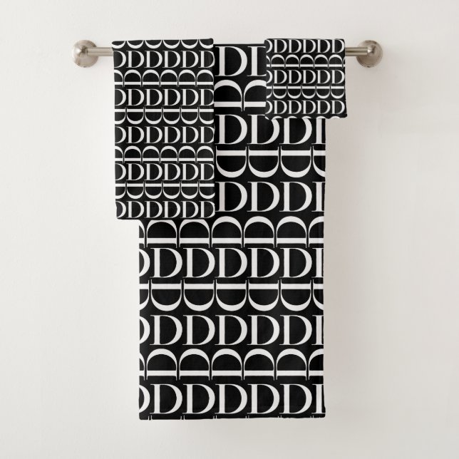 Monogram Initial Letter D Bath Towel Set (Insitu)