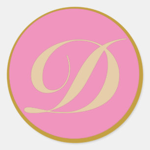 Monogram Initial Letter D Classic Round Sticker
