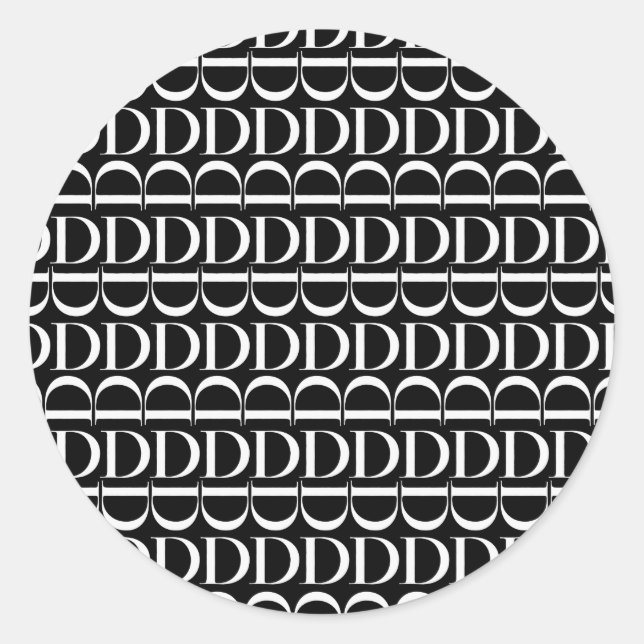 Monogram Initial Letter D Classic Round Sticker (Front)